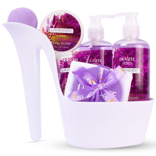 Draizee Heel Shoe Spa Gift Basket for Women, 8 Pc Lavender Scented