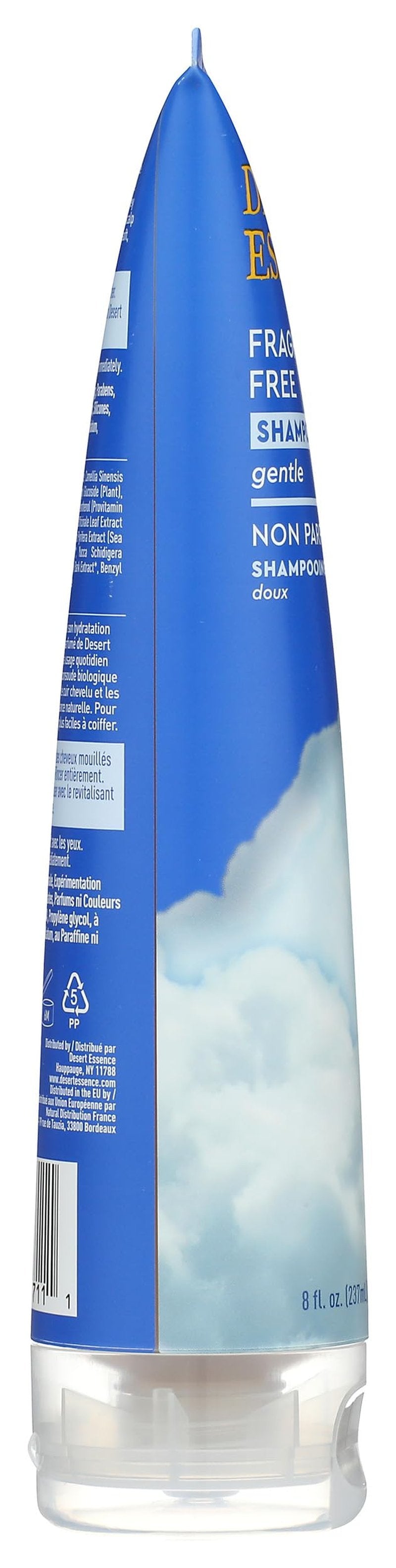 Desert Essence Organic Fragrance Free Shampoo - 8 fl oz - 2 Pack - Pure, Unscented - w/Aloe Vera, Jojoba Oil, Pro-Vitamin B5 - Calms, Soothes Sensitive Scalp - Nourishing, Revitalizing - No Parabens
