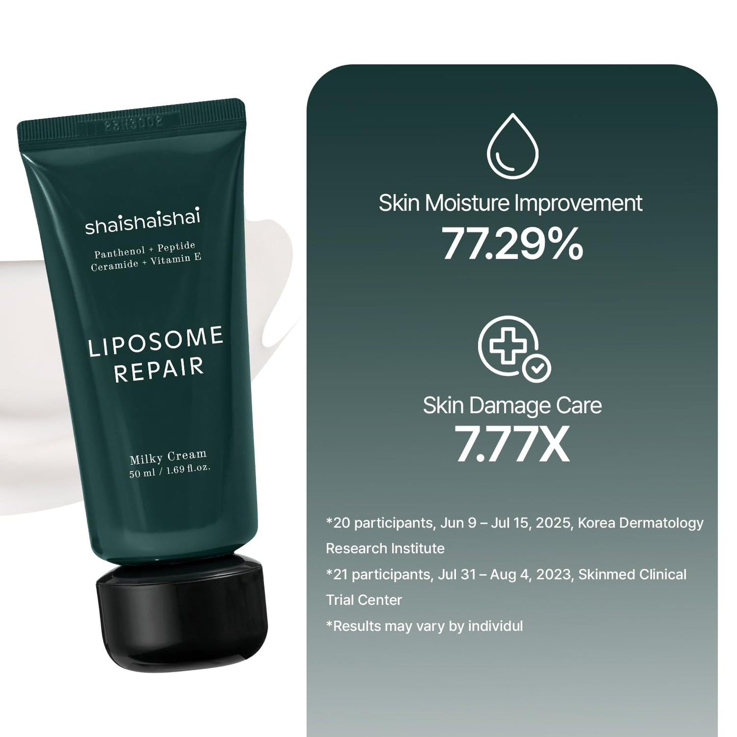 shaishaishai Liposome Repair Milky Cream | Barrier Repair Face Moisturizer for Dry Sensitive Skin | 6% Urea, Peptide & Ceramide Fast-Absorbing Korean Moisture Cream for Glowing Skin, 1.69 fl.oz