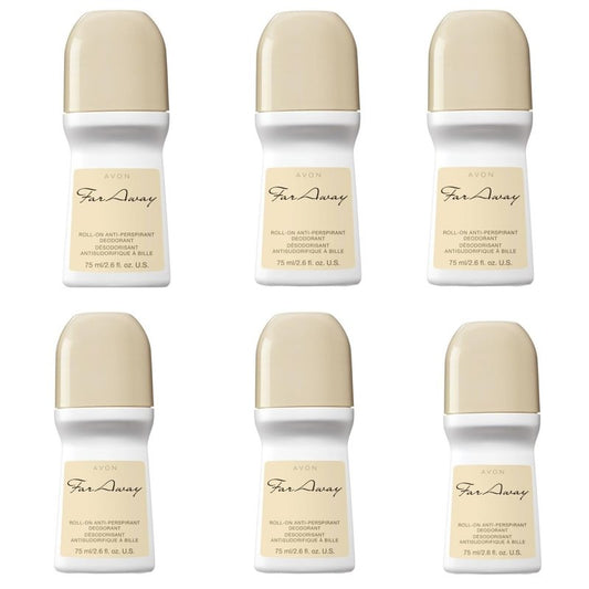 Avon Far Away Antiperspirant Deodorant - 24/7 Odor & Sweat Protection | Jasmine & Amber Scent, 6-Pack, 2.6 fl oz Each