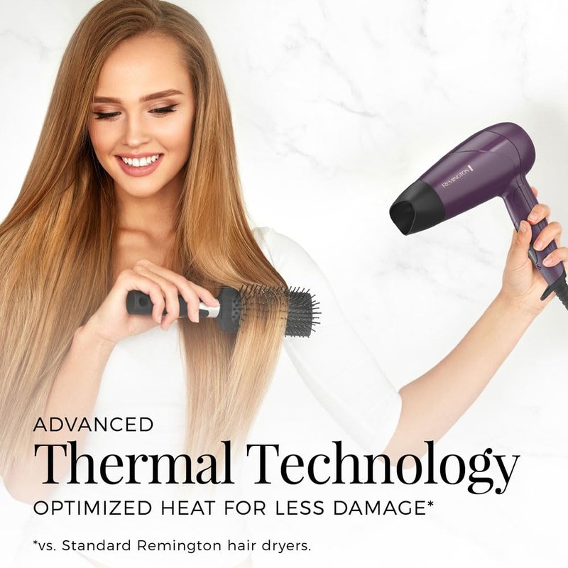 Remington Travel Hair Dryer, Folding Handle Compact Blow Dryer with Dual Voltage, Ceramic Coating & Advanced Thermal Technology, Lightweight Portable Hair Dryer for International Travel