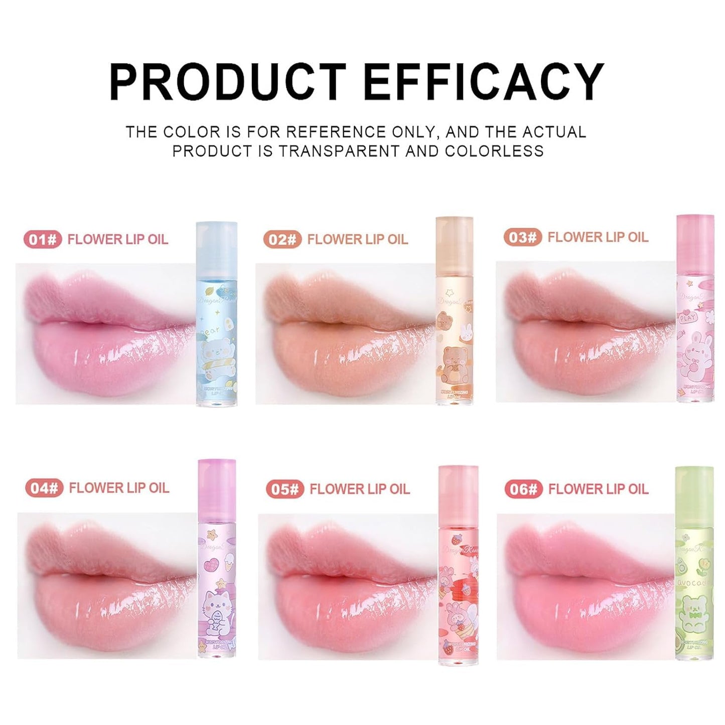 BIOKUSY 6 Pcs Fruit Flavored Roll-On Lip Gloss Set for Kids Teens Women