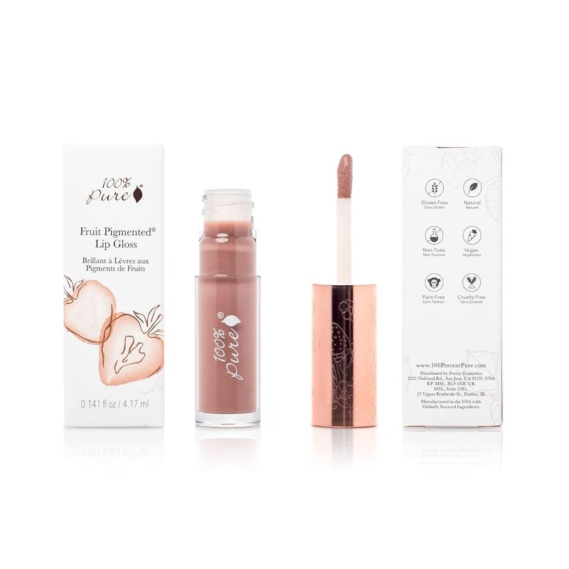 100% Pure Lip Gloss - Fruit Pigmented Moisturizing Formula | Pink Caramel, Sheer Finish, 0.14 Fl Oz