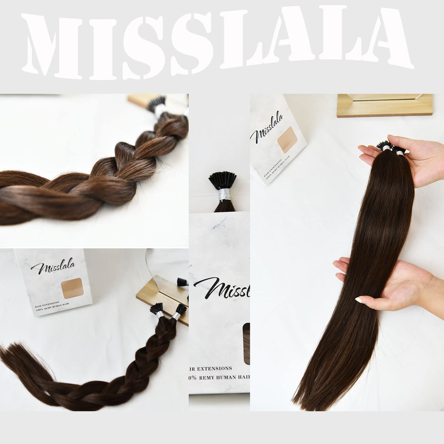 Itip Human Hair Extensions 18 Inch Cold Fusion Hair Extensions Keratin Bond Color #4 Dark Brown Remy Stick Tip Hair Extensions 40Grams/50Strands Extensions Human Hair Natural