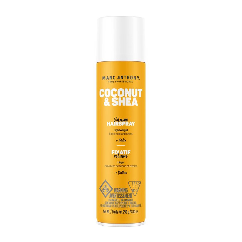 Marc Anthony Volumizing Hair Spray for Volume & Shine, Coconut & Shea - Long Lasting Anti-Humidity Flexible Hold Hairspray With No Flaking, Stiffness or Residue - Hair Styling Fights & Reduces Frizz