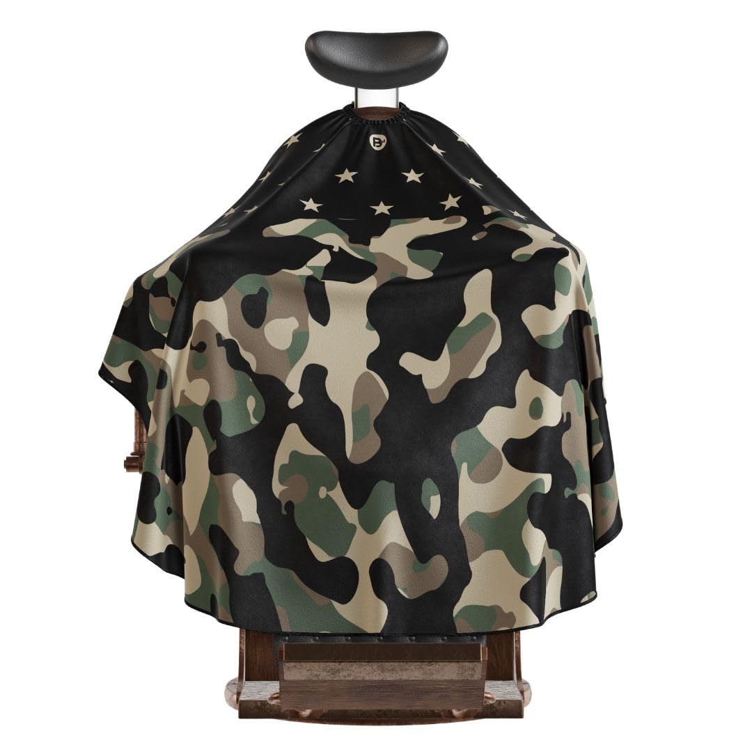 Professional Barber Cape - Hair Cutting Cape with Adjustable Neck Closure, Salon Quality Styling Cape for Hairdressers and Barbers - Army