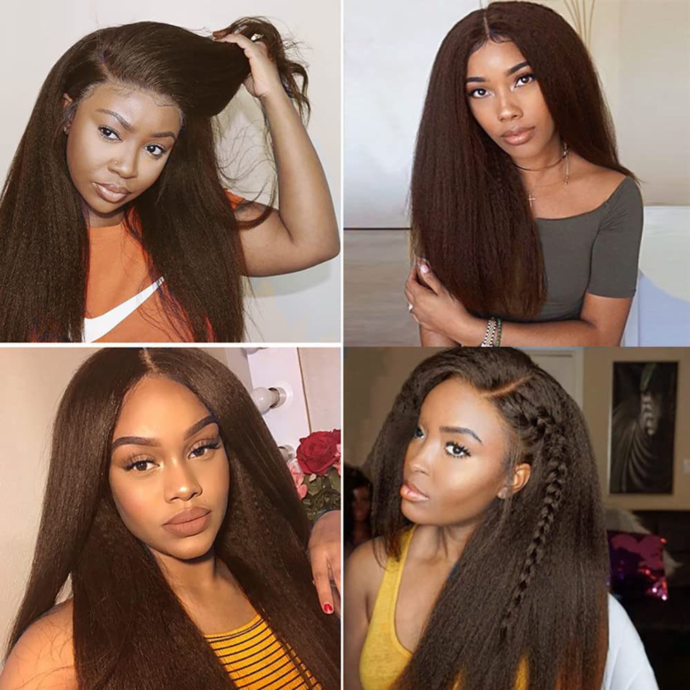 #4 Brown Bundles Human Hair Yaki Straight Human Hair Bundles 26 Inch Chocolate Brazilian Hair 1 Bundle Unprocessed Virgin Remy Hair Extensions 50 Gram Per Bundle