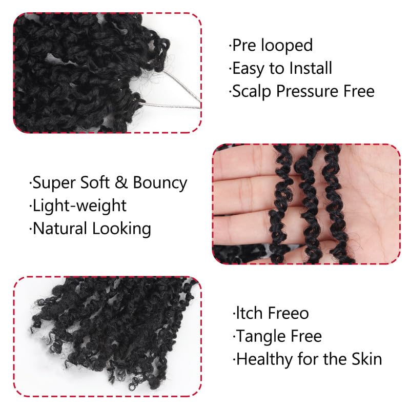 Yanky Twist Crochet Hair - Pre-Looped Passion Twist Braids | 9 Packs Brown Synthetic Extensions (14-1B)