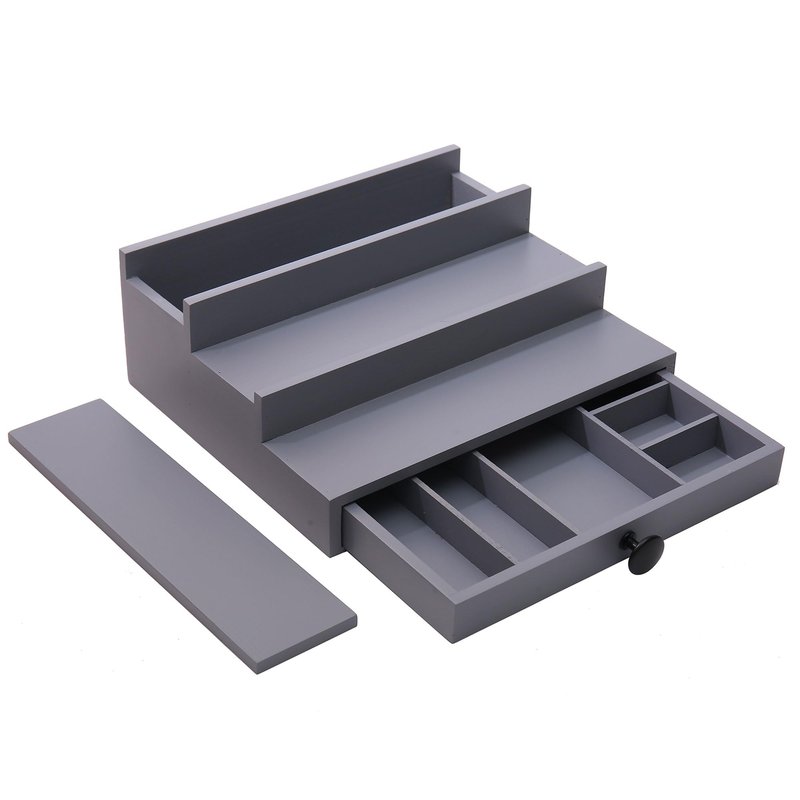 Fengligoo 3 Tier Cologne Organizer for Men - Wooden Cologne Perfume Display Stand with Drawer and Hidden Compartment, Mens Cologne Rack Holder Shelf for Organizing and Storing