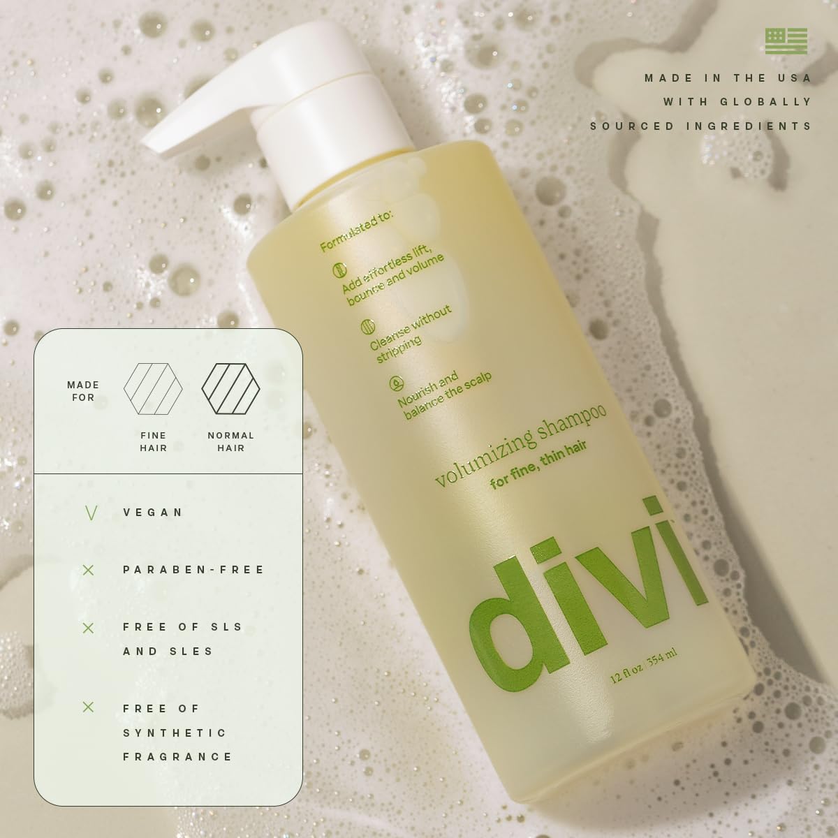 divi Volumizing Shampoo for Fine, Thin Hair with Postbiotics | 34 fl oz