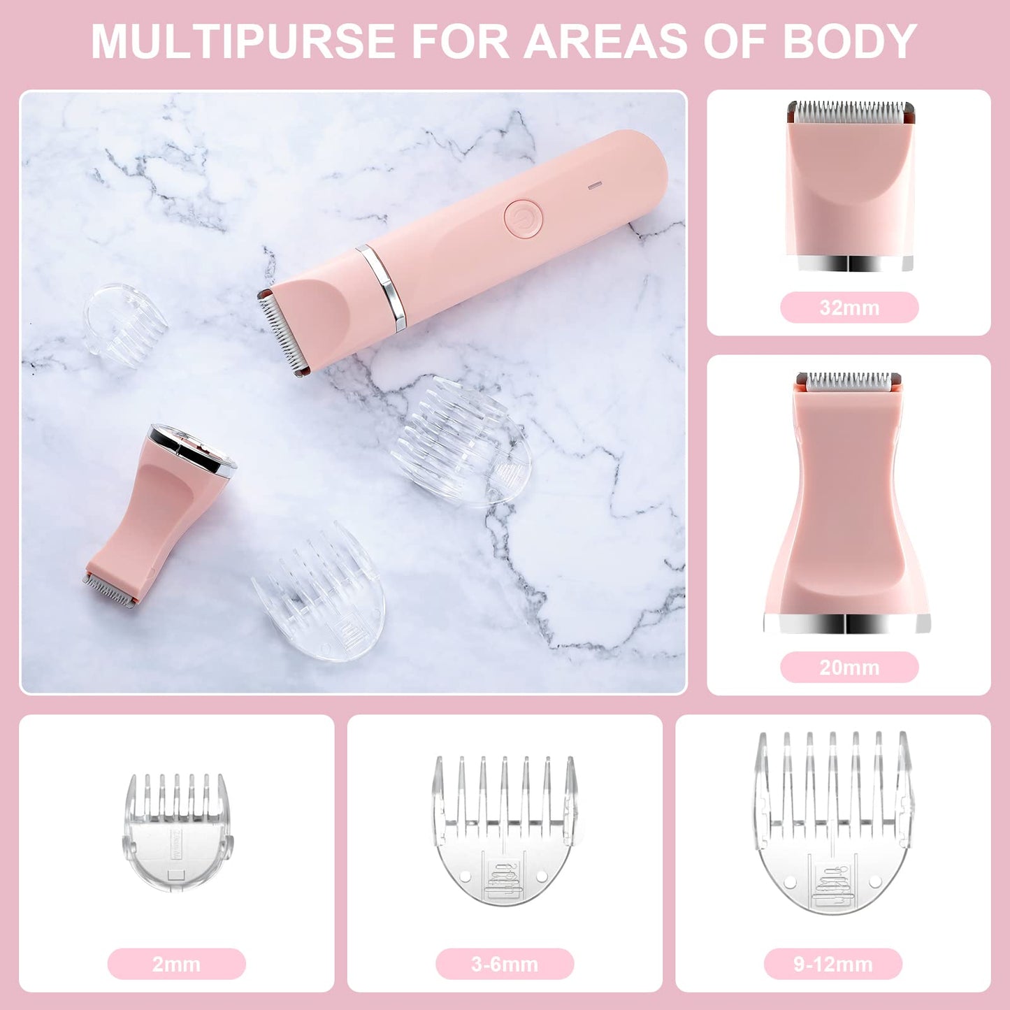 AREYZIN Women's Body Grooming Duo Pack: Matching Electric Bikini & Body Shaver Set (Green & Pink)