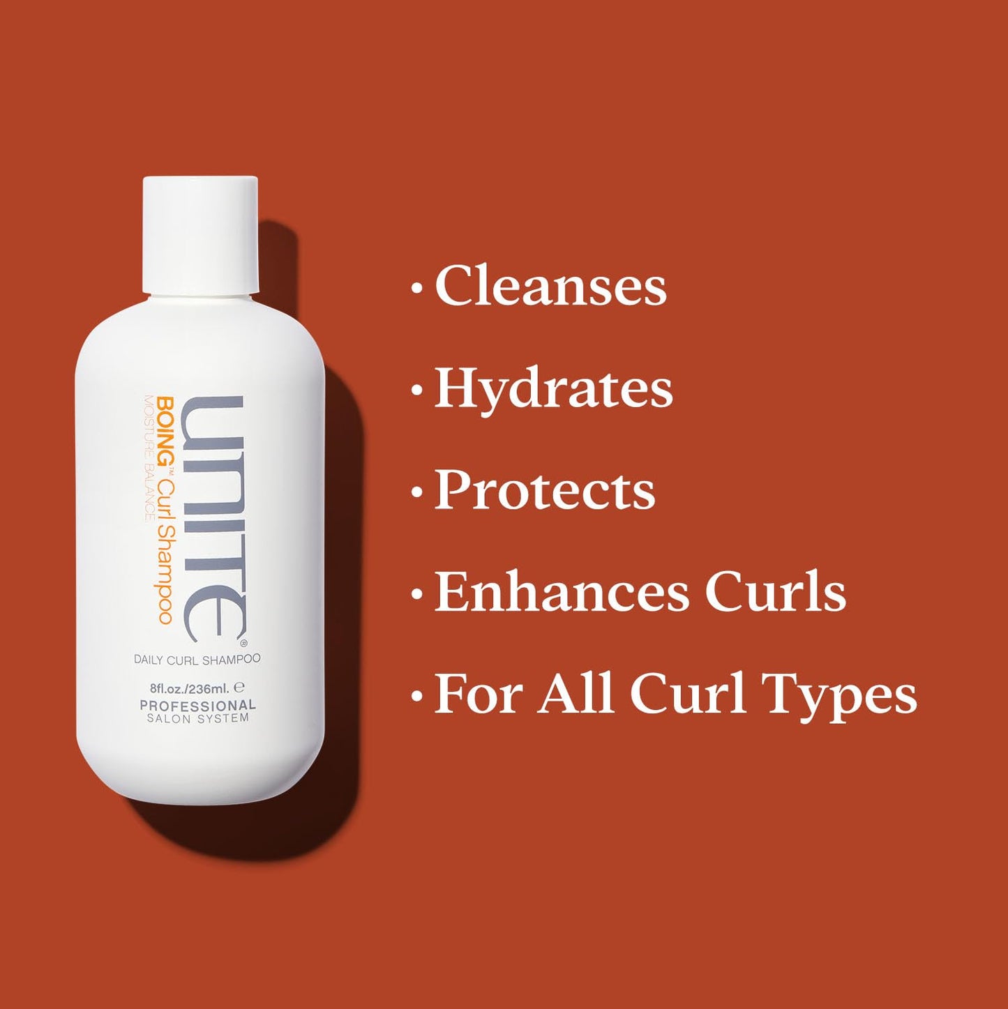 UNITE Hair BOING Curl Shampoo – Sulfate & Sodium Chloride Free Cleanser | Coconut-Enriched for All Curl Types – 8 Fl Oz