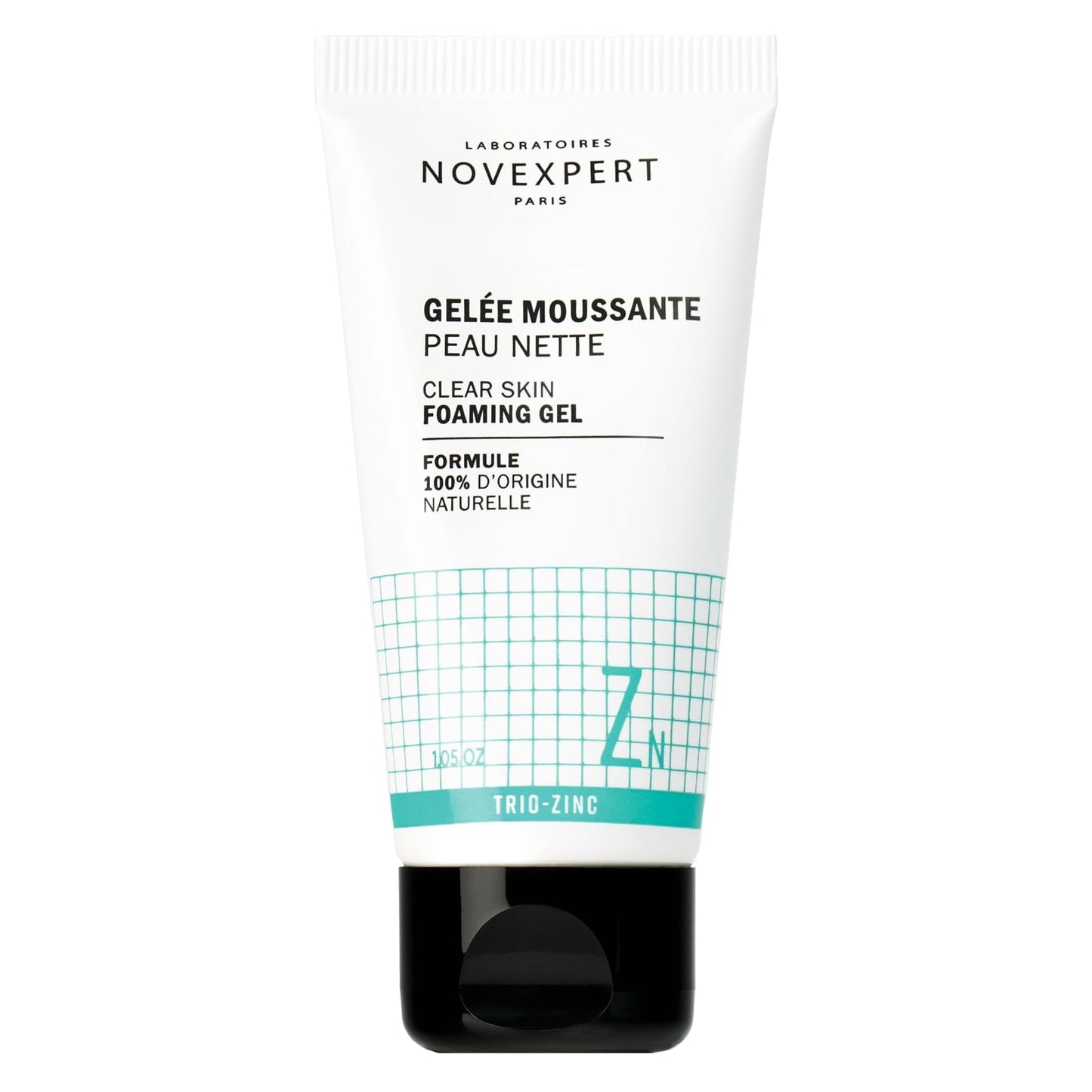 Novexpert Clear Skin Foaming Gel, Gentle Facial Cleanser with Zinc, Renews, Restores Skin, Deep Clean with Hydrating Face Wash, Vegan, Organic Skincare, 1.05 oz