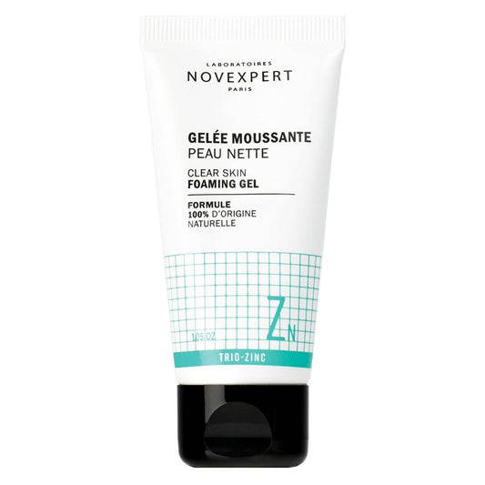 Novexpert Clear Skin Foaming Gel, Gentle Facial Cleanser with Zinc, Renews, Restores Skin, Deep Clean with Hydrating Face Wash, Vegan, Organic Skincare, 1.05 oz