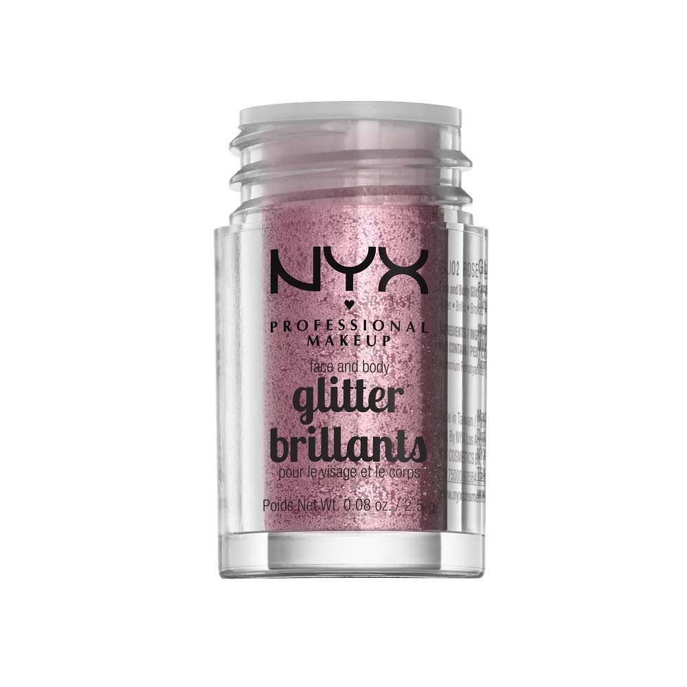 NYX PROFESSIONAL MAKEUP Face & Body Glitter, Rose (Pack of 4)