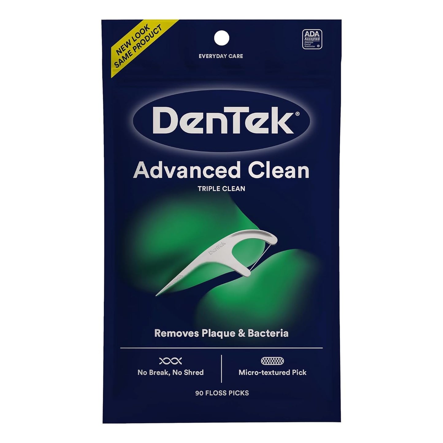 DenTek Triple Clean Advanced Clean Floss Picks, Dental Flossers for Oral Care, 90 Count (Pack of 12)