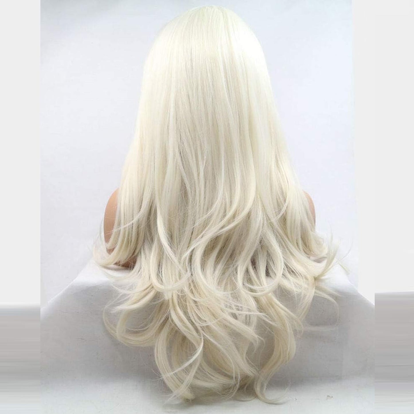 AFBeauty Platinum Blonde Wig Lace Front Real Hair Curly Wigs Long White Blonde Hair Wig Wavy Afro Wigs for Black Women Drag Queen Cosplay Daily Synthetic 26 Inch Lace Front