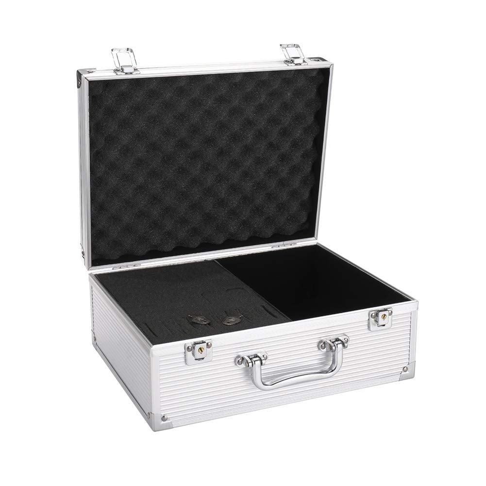 Tattoo Kit Case,Tattoo Kit Box 12.6" x 9.5" x 5.1" W/Lock Makeup Carrying Bag Storage Case Organize with Clasp,Aluminum Alloy with Sponge for Tattoo Equipment Cosmetic Makeup Tools (silver)