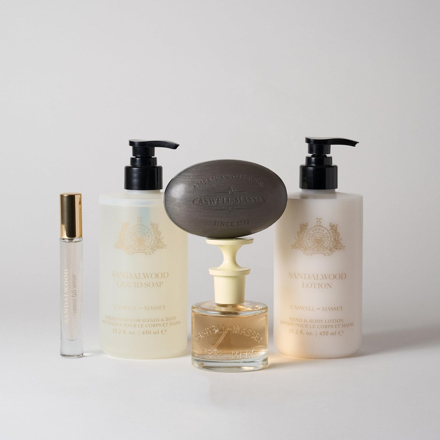 Caswell-Massey Sandalwood Liquid Hand Soap & Moisturizing Body Wash with Pump, Hydrating Plant-Based Skin Cleanser for Men & Women, Paraben and Phthalate Free, 15.2 fl oz