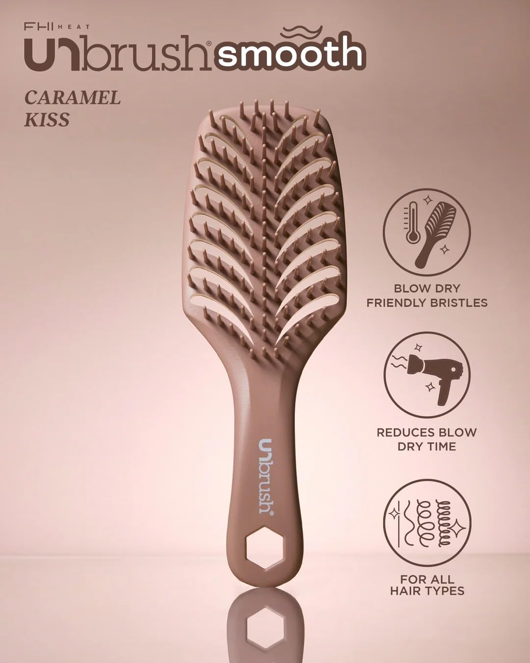 FHI Heat UNbrush Smooth Collection Heat Resistant Detangling Smoothing Brush for Pain-Free Brushing on All Hair Types