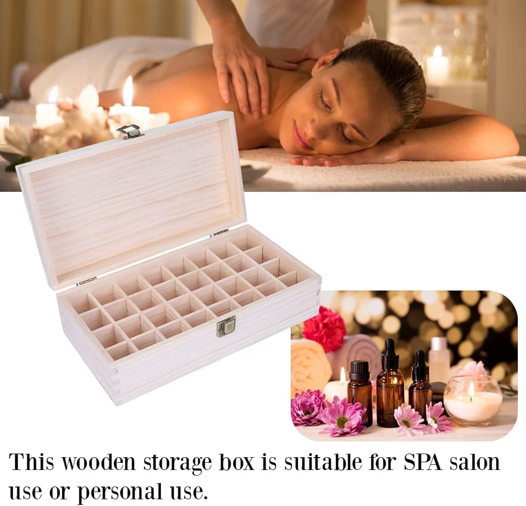 Essential Oil Storage Box - Wooden Organizer with 32 Slots for 5-15 ml Bottles | Nail Polish Display Holder