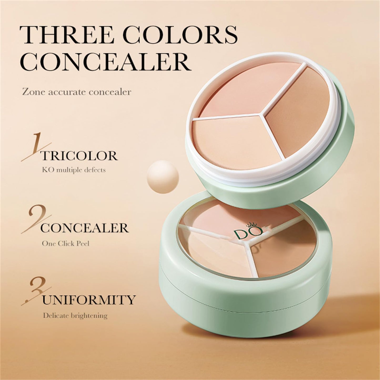 Artistic Tri Color Concealer Palette Waterproof Tri Color Foundation Cover Full Coverage Face Concealer Makeup Highlight Contour Palette (2 Pack)