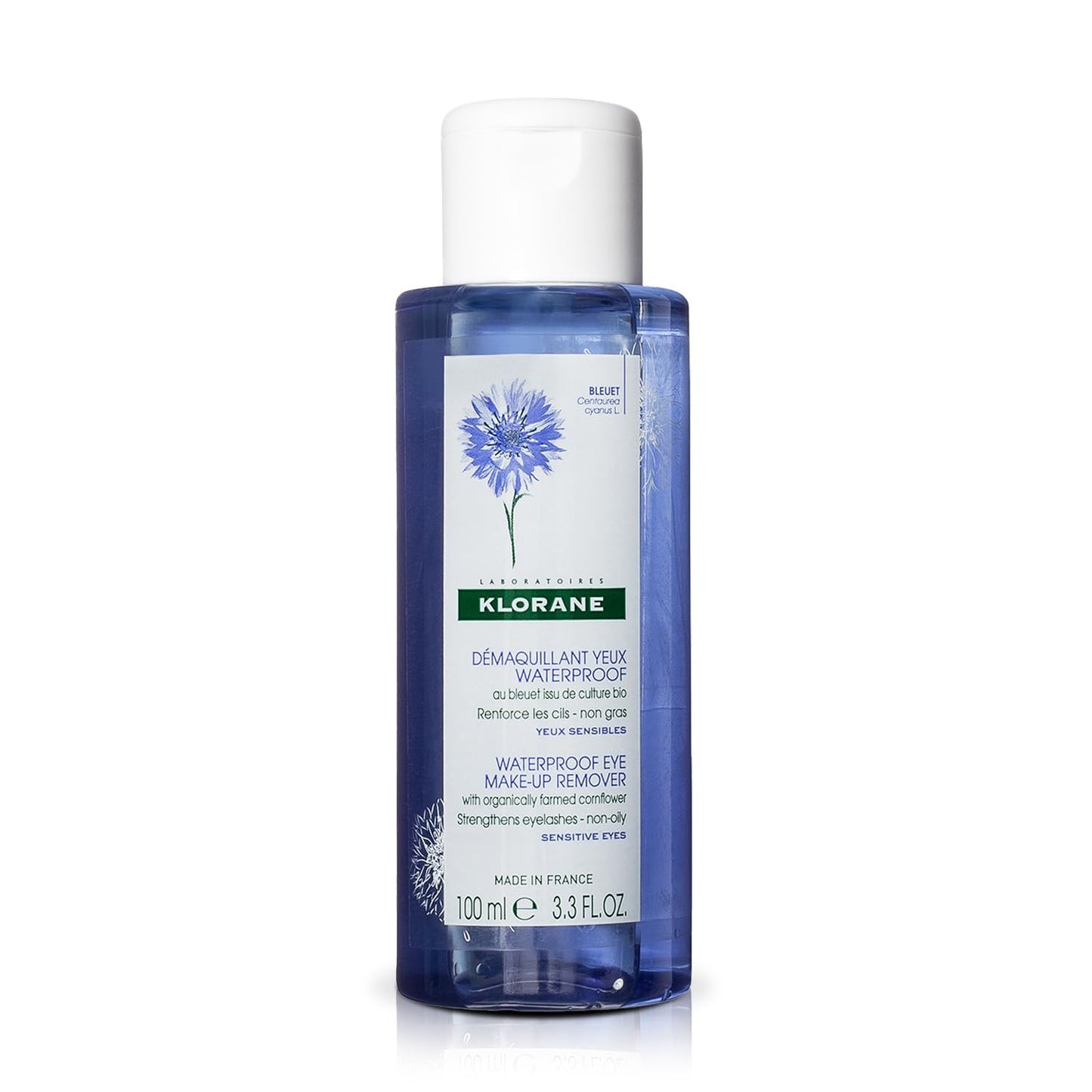 Klorane - Waterproof Eye Makeup Remover With Organically Farmed Cornflower - Sensitive Skin Approved -Fragrance Free & Paraben-Free - Vegan - 3.4 fl. oz.