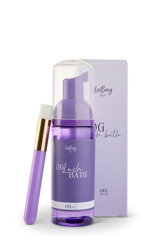 OG Lash Bath & Brush Combo, Foaming Eyelash Extension Cleanser Kit with Lash Shampoo & Cleansing Brush, Tear-Free Extension Aftercare Wash for Natural & False Eyelashes