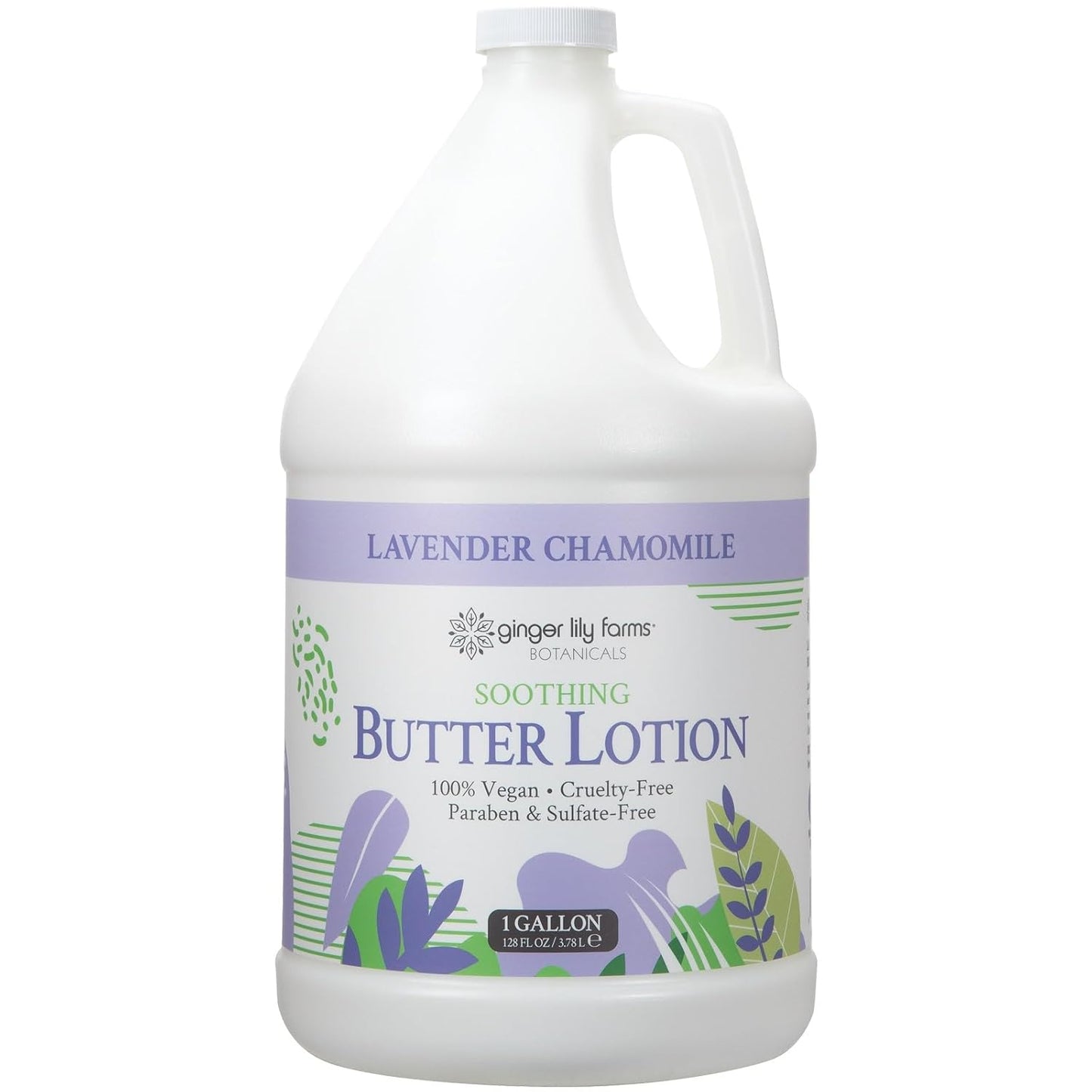 Ginger Lily Farms Soothing Butter Lotion - Vegan Lavender Chamomile Scent | 1 Gallon Refill for Dry Skin