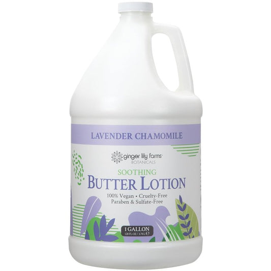 Ginger Lily Farms Soothing Butter Lotion - Vegan Lavender Chamomile Scent | 1 Gallon Refill for Dry Skin