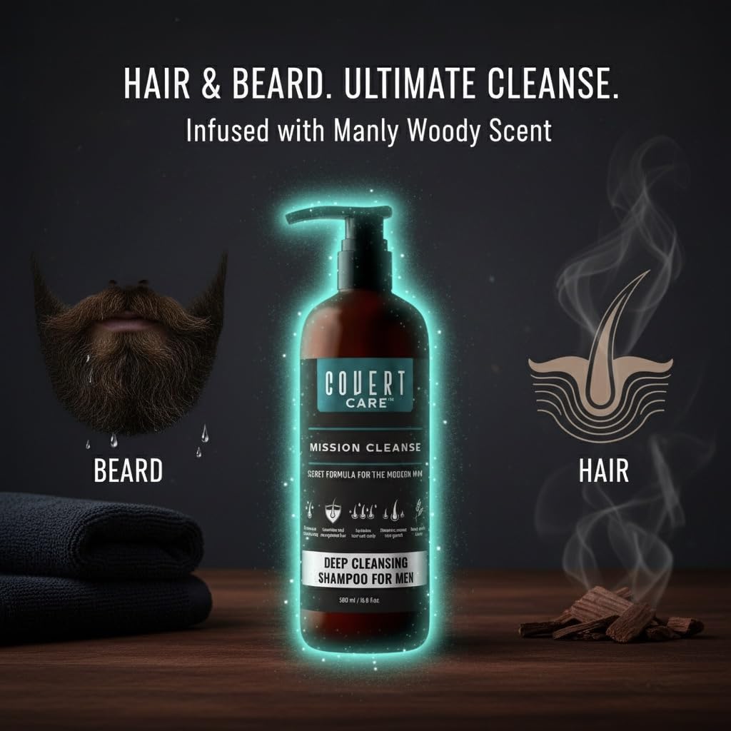 Covert Care Men’s Thickening Shampoo for Thinning Hair – Strengthens Hair, Boosts Volume, Nourishes Scalp, and Activates Roots for Fuller, Stronger-Looking Hair