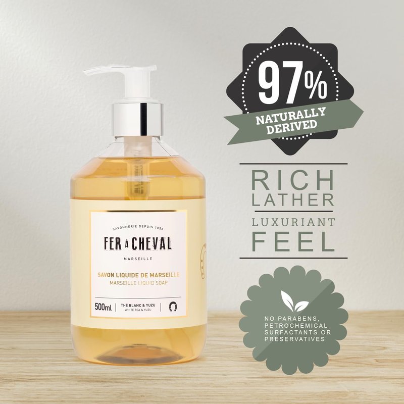 White Tea & Yuzu Marseille Liquid Soap - Luxurious Hydration with Shea Butter & Almond Oil | Set of 2, 16.9 fl oz