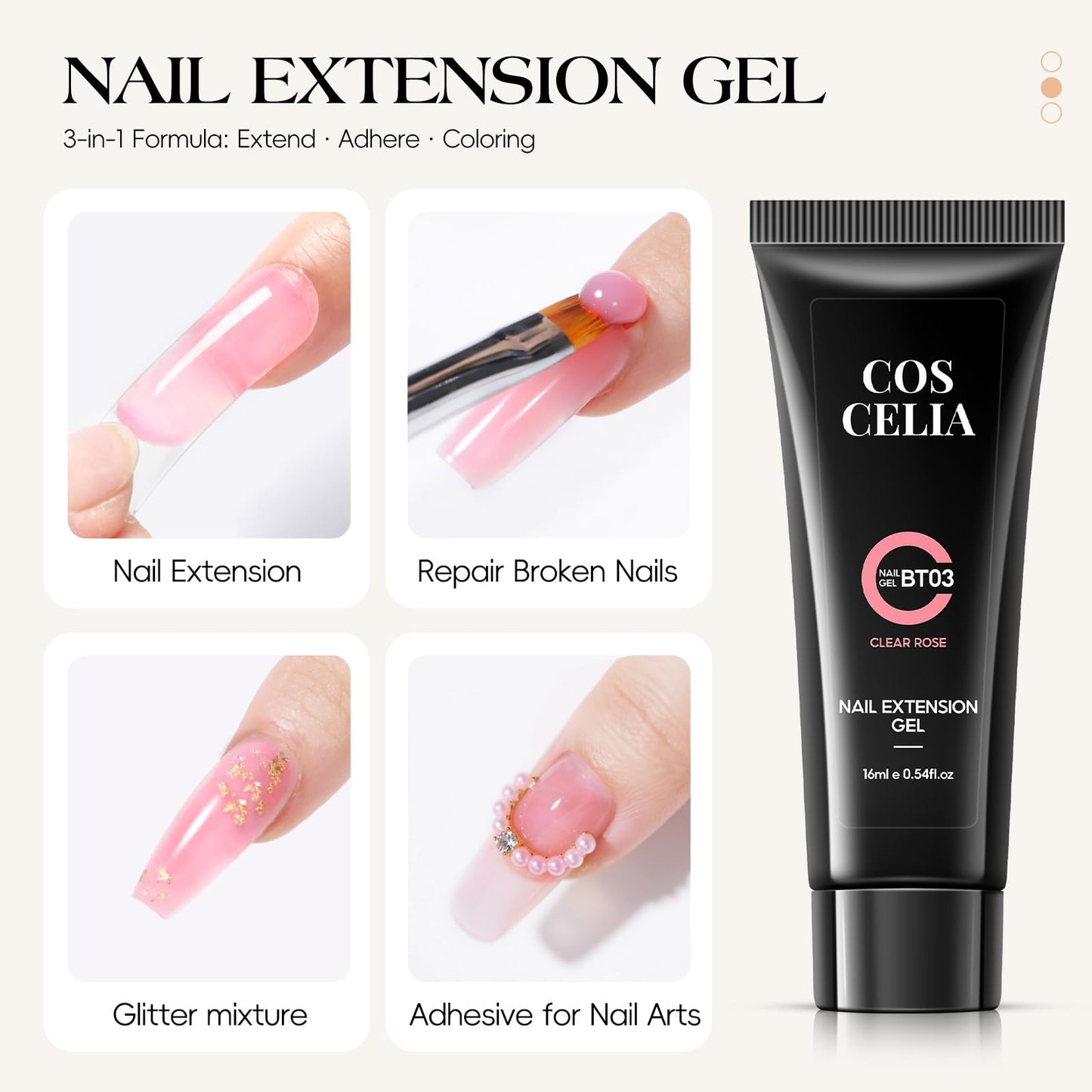 COSCELIA 22PC Poly Nail Gel Kit Starter Kit, 15 Colors 16ML Poly Nail Extension Gel Colors for Beginners without Lamp Thickening Solutions Top Base Coat at Home Gifts for Women