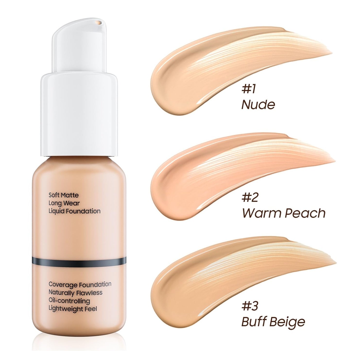 Matte Full Coverage Liquid Foundation - Lightweight & Flawless Oil Control Foundation Makeup, Waterproof and Long-Lasting Skin Foundation Concealer for Dry and Oily Skin, 2 Fl Oz (2 Pack #102 Nude)