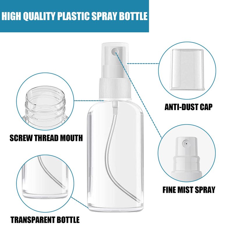 AODESTINY 100PCS 1oz/30ml Small Spray Bottle, Clear Fine Mist Spray Bottle Mini Empty Hair Spray Bottle, Plastic Refillable Cosmetic Containers for Plants, Cleaning, Misting & Skin Care