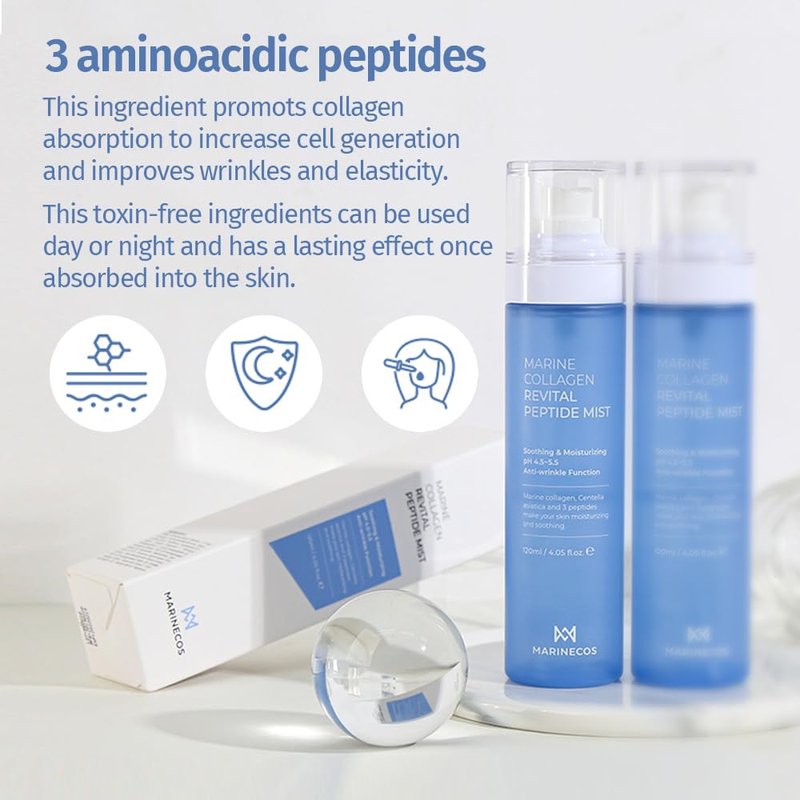 Marine Collagen Revital Peptide Mist - Hydrating Facial Spray with Centella & Peptides | 120ml Daily Moisture Boost