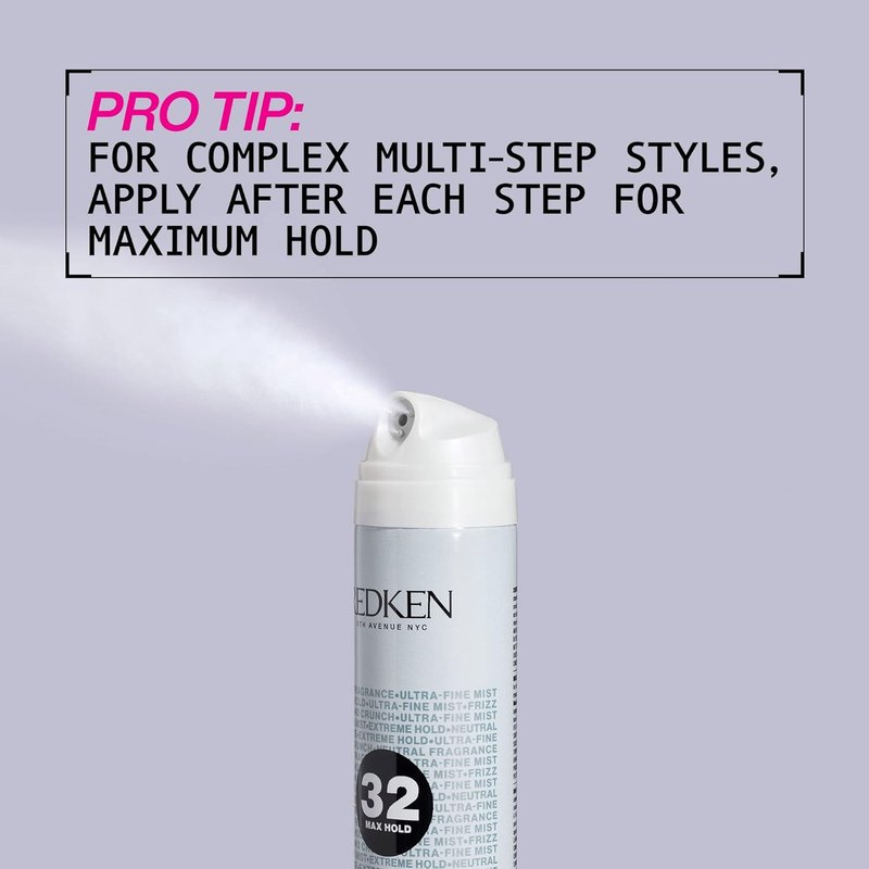Redken Triple Pure 32 Hairspray - Extreme Hold, Anti-Frizz | All Hair Types, Neutral Fragrance