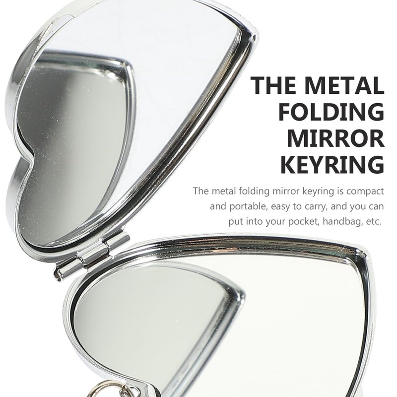 Balacoo 20 Pcs Sublimation Blank Pocket Makeup Mirrors: Folding Heart Shaped Mirror Keychain - Double Sided for Travel, Handbag, Purse - 1.77 × 1.38 Inch