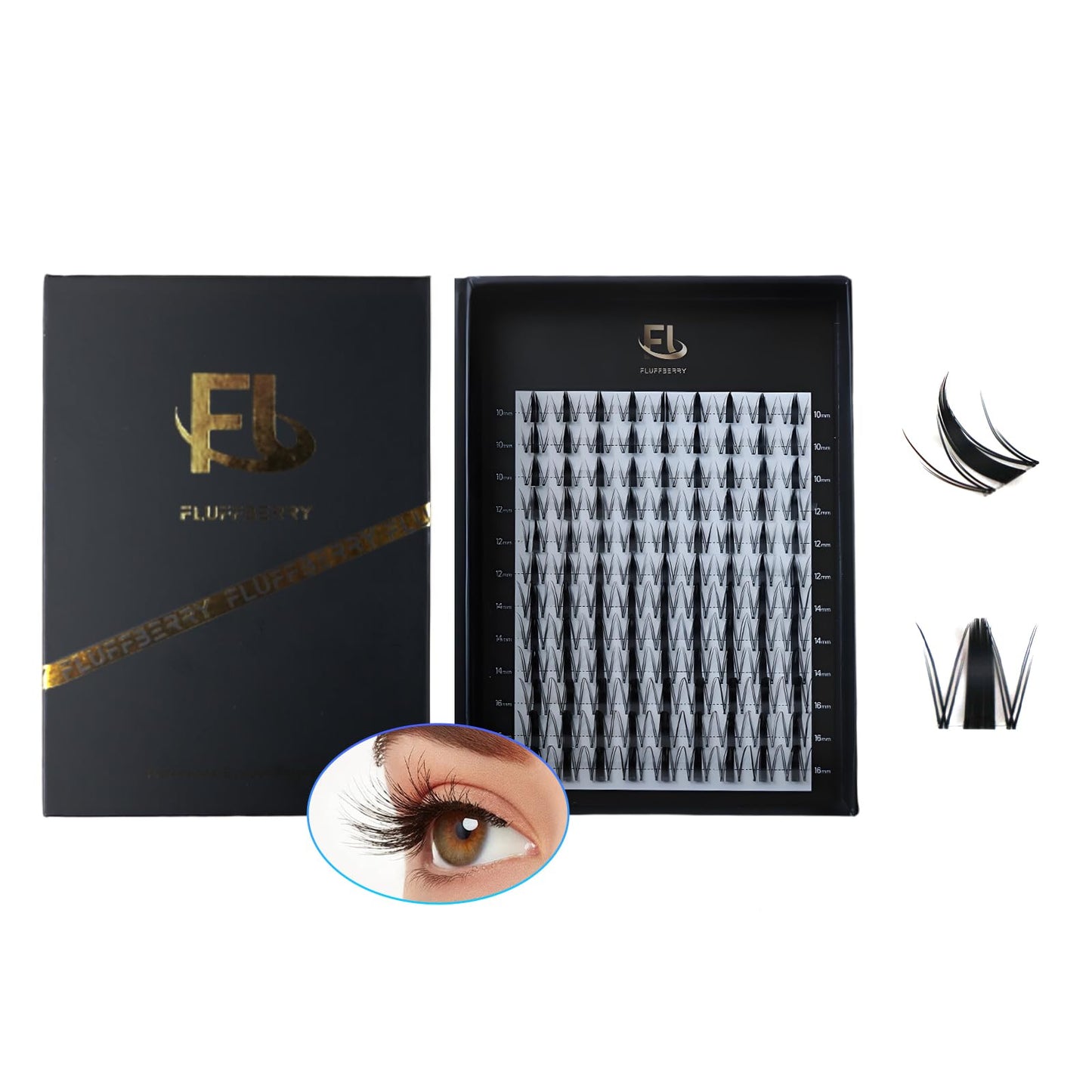 FLUFFBERRY Fairy Lashes Manga Clusters Individual Eyelash Extensions Spiky Anime Eyelash Lash Cosplay DIY(Fairy Lashes-D-10-16Mix)
