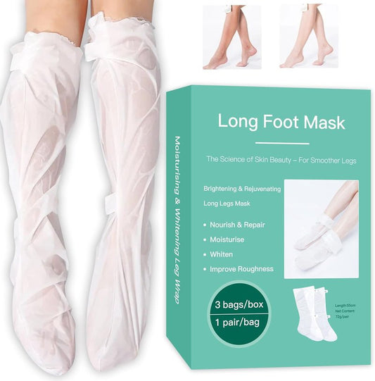 Hydrating Long Leg Feet Mask - 3 Pairs Moisturizing & Exfoliating Treatment for Soft Feet | Peeling Mask for Women
