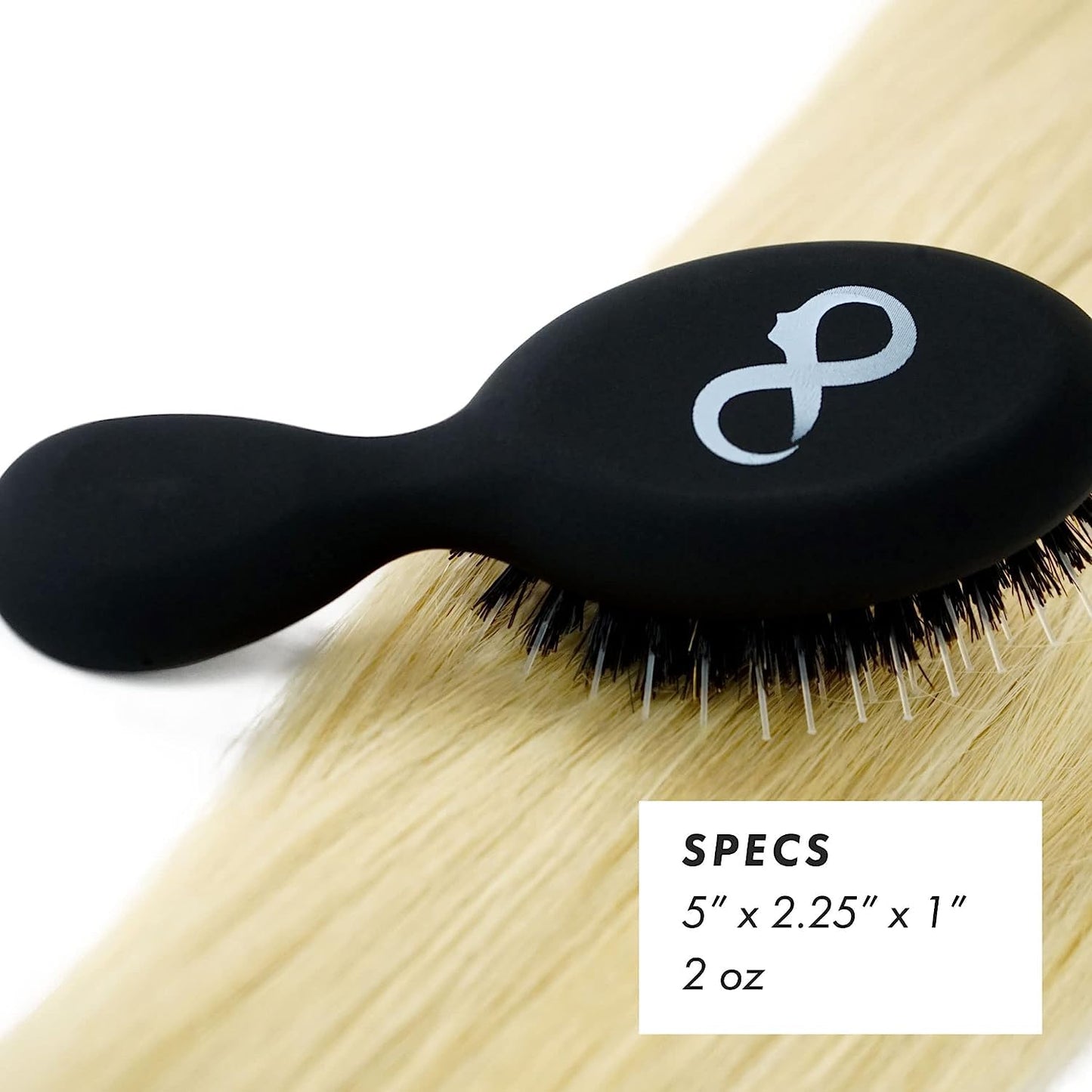 Boar Bristle Brush Set by Everlong, Boar Hair & Nylon Mix Paddle & Mini Brush Duo, Add Shine and Stimulate Scalp, Regular & Travel Size, Safe for Hair Extensions & Wigs