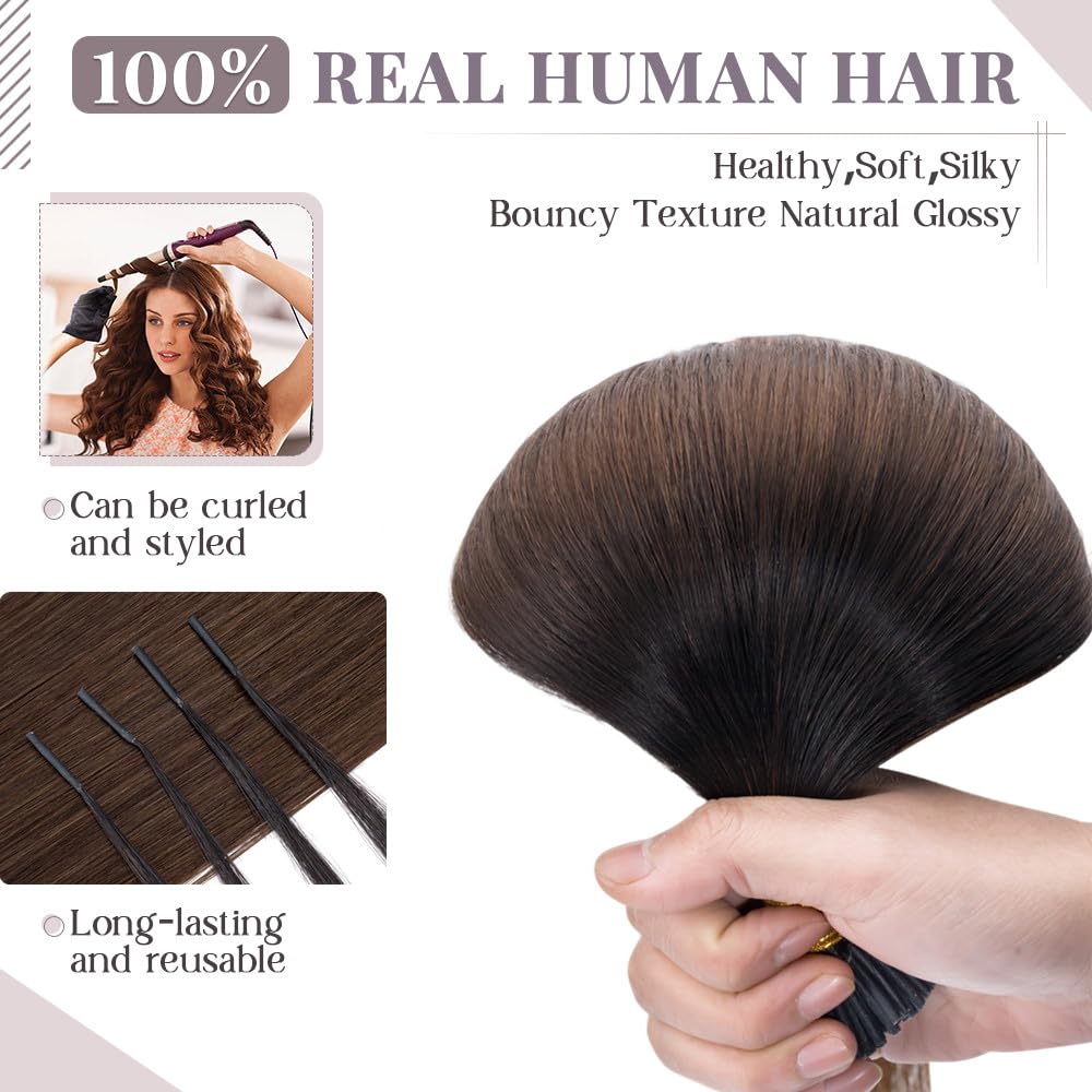 Rich Choices I Tip Hair Extensions Human Hair,100 Strands 0.5g/Strands,100% Real Remy Human Hair Extension Pre Bonded Keratin Stick In Hair Extensions Hair Piece For Women 18 Inch #1 Jet Black