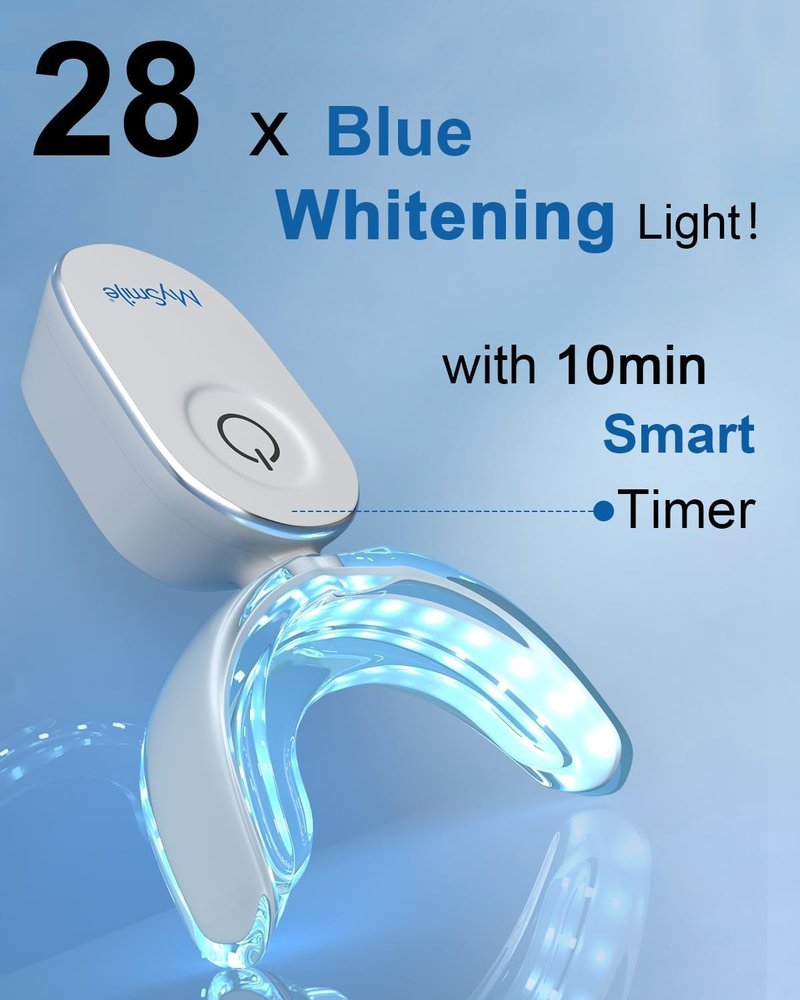 MySmile Teeth Whitening Strips Kit - 14 Treatments with LED Light | Fast, Non-Sensitive Teeth Whitener for Deep Stains