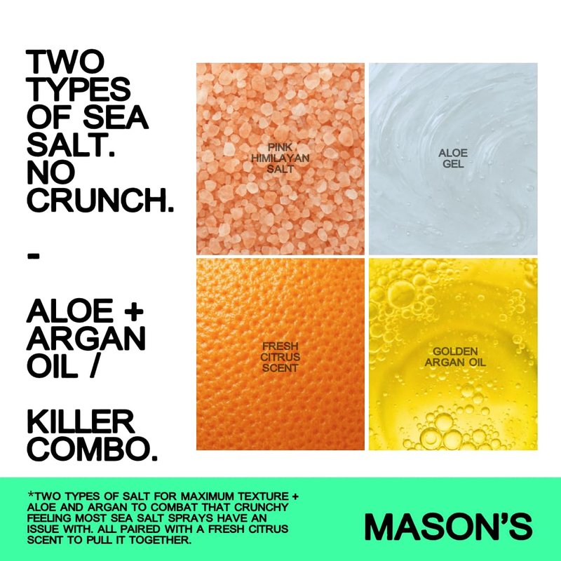 Mason's Pomade Sea Salt Spray - Texturizing Hair Spray with Aloe & Argan Oil for Beach Waves | 8 oz