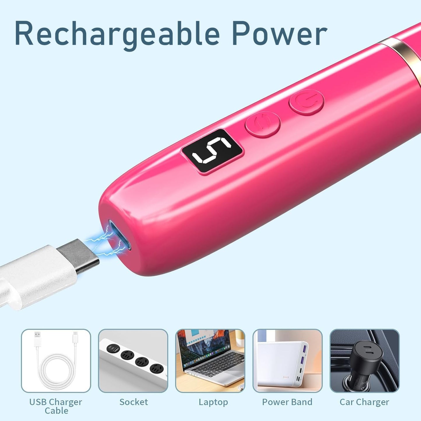 AOMEES Portable Electric Nail File, Cordless Nail Drill with Light for Acrylic, Gel Nails, 12 in 1 Personal Polish Manicure Tools with Nail Drill Bits for Salon Home Use (Lavender)