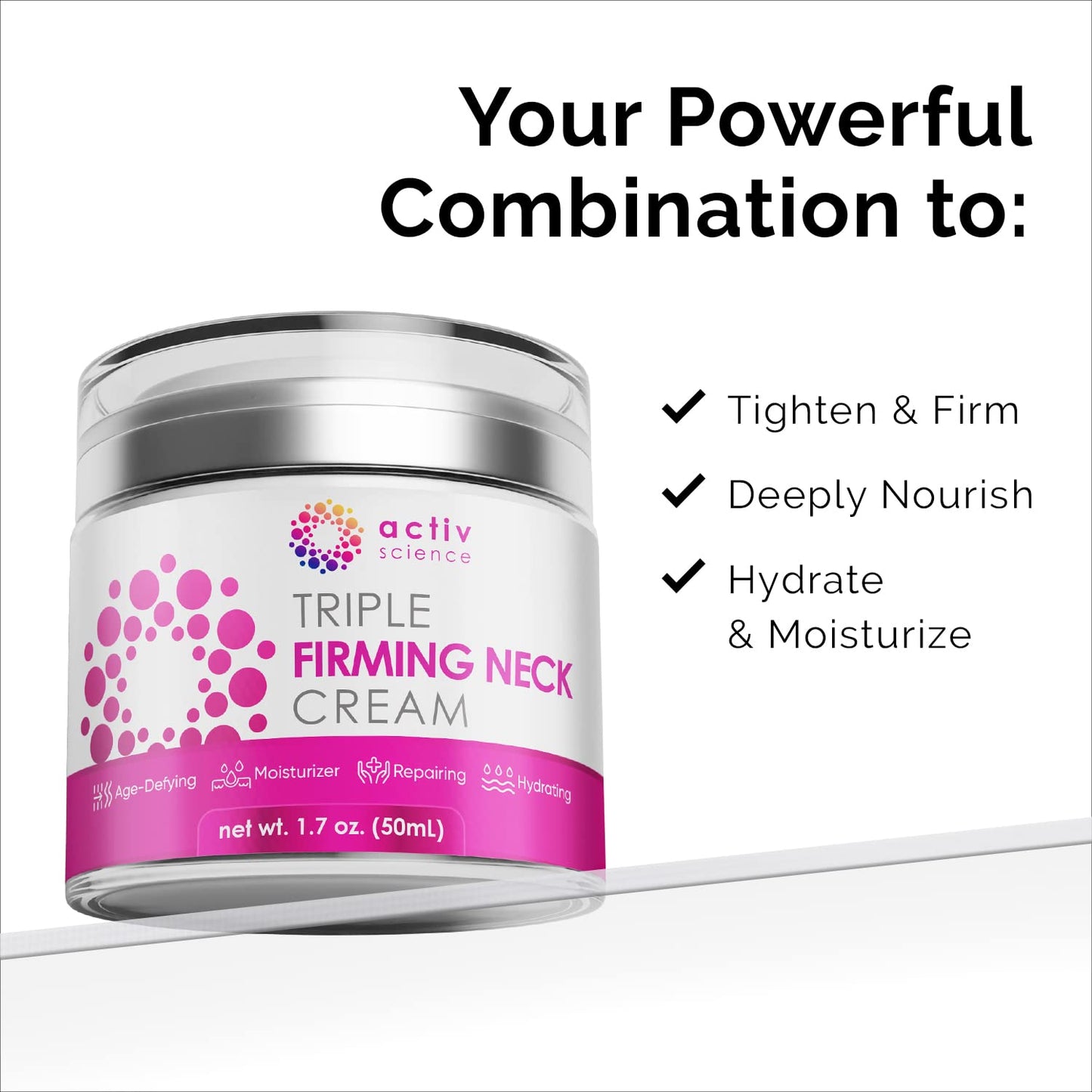 Neck Firming Cream - Natural Anti-Aging Facial Moisturizer with Retinol & Hyaluronic Acid | Day & Night Use