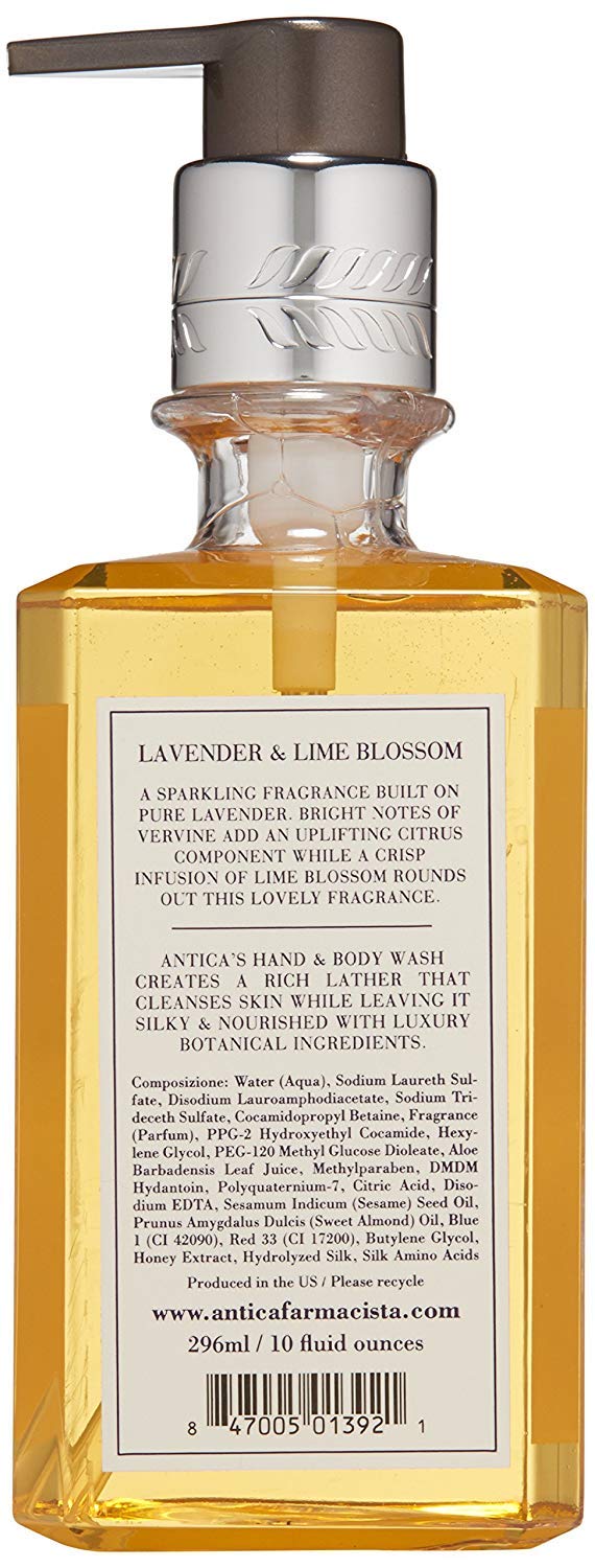 Antica Farmacista Hand & Body Wash - Luxury Nourishing & Hydrating Hand Cleansing Wash - Bath & Body Gift - Lavender & Lime Blossom, 10 fl oz