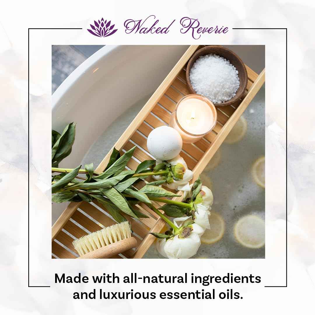 Bath Bomb Gift Set for Women: USA Made All-Natural, Organic Essential Oils, Epsom Salt, and Shea Butter: 4 Extra Large (8 oz) Bath Bombs for Longer Fizz: Safe for Sensitive Skin by Naked Reverie