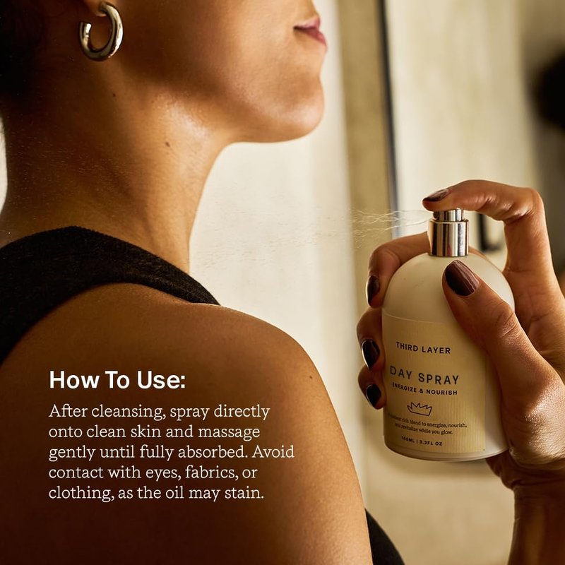 Fast-Absorbing Body Oil Spray - Warm Vanilla & Sandalwood Scent | Jojoba, Moringa & Green Coffee - 3.3 fl oz
