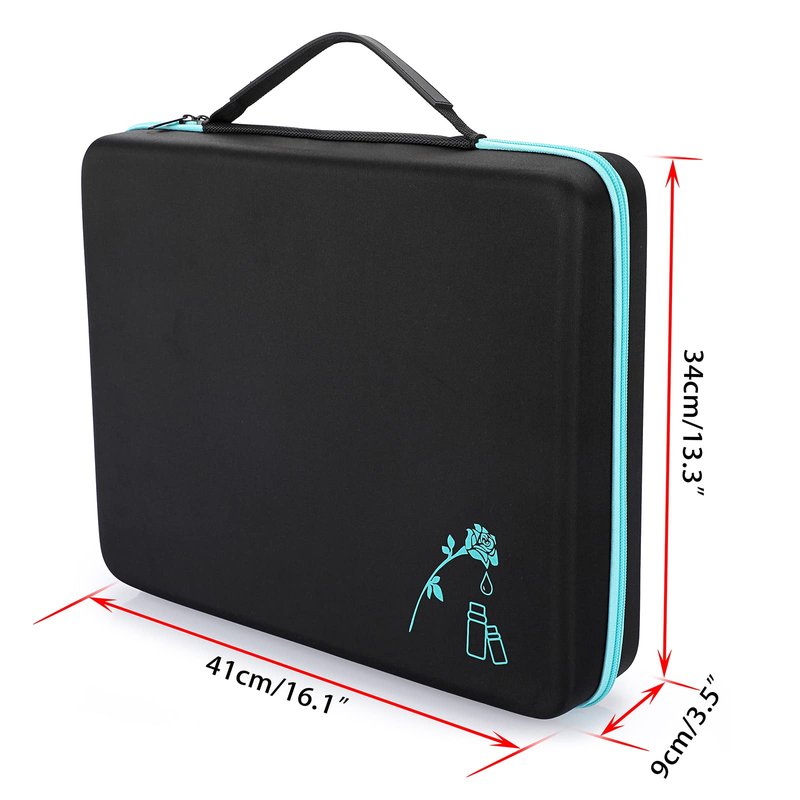 Hipiwe 120 Bottle EVA Essential Oil Storage Carrying Case Hard Shell Exterior Essential Oils Organizer Holder Traveling Bag with Foam Insert, Holds 5ml 10ml 15ml Essential Oils (X-Large, Black+Blue)